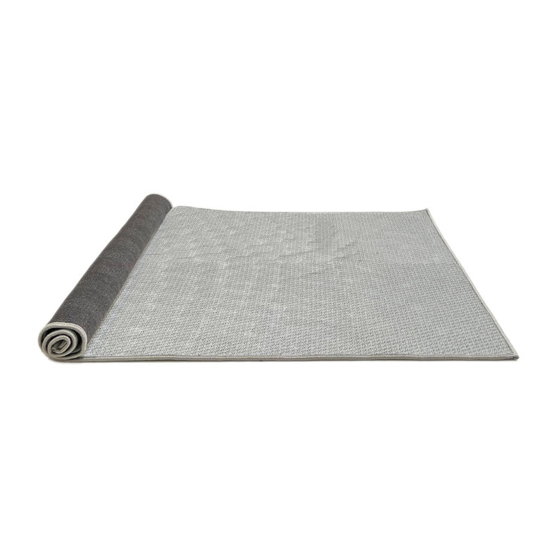Tapis gris uni en laine et polyester tissé à la machine, Rond 4 pi
