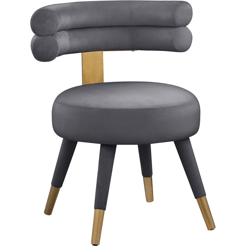 Chaise d'appoint rembourrée en velours Reimers, Velours gris