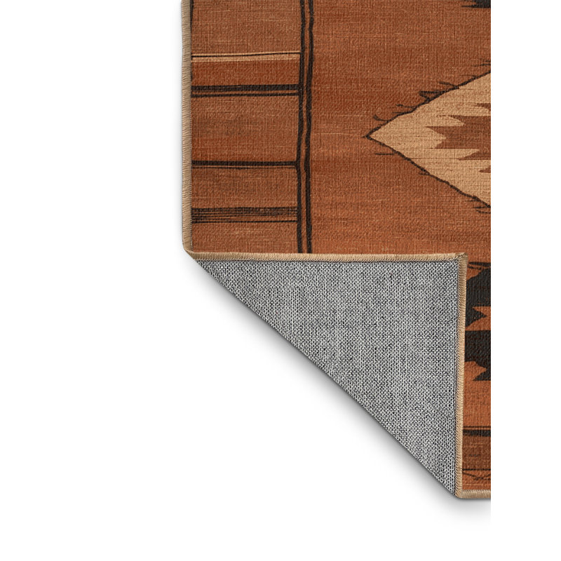 Tapis brun lavable à la machine, Rond 3 pi