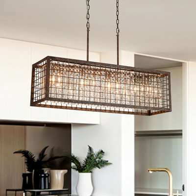 4-Light Kitchen Island Handcrafted Crystal Chandelier 