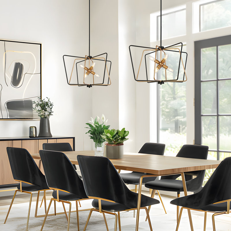  Aldrena 6-Light Large Dimmable Geometric Sputnik Kitchen Island Chandelier