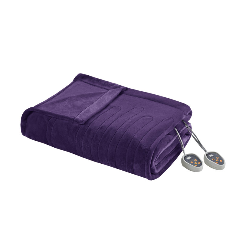 Full Size Purple Plush Heated Winter Blanket