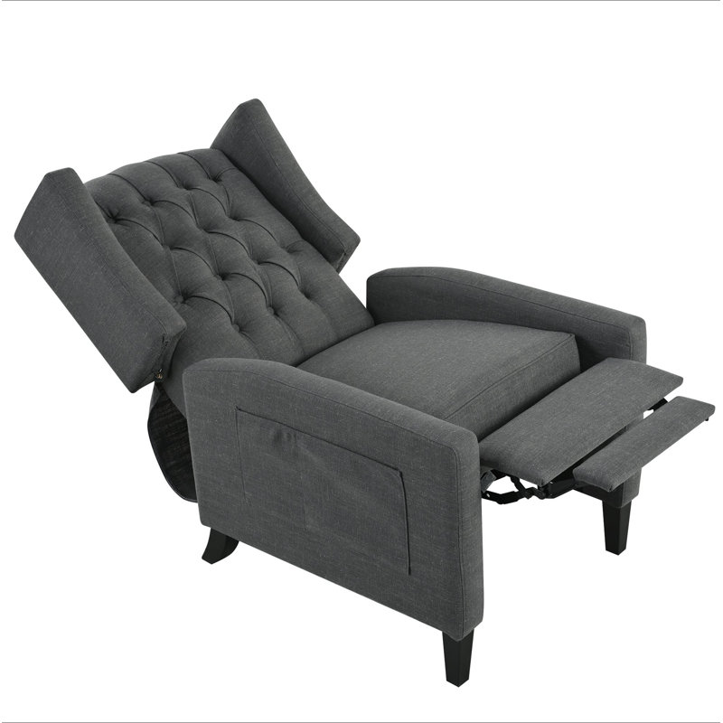 Manual Adjustable Wingback Recliner Chair. With Foldable Side Table, USB Charging Ports ,Modern Comfy Pushback Reclining Chairs For Living Room, Bedroom,Dorm
