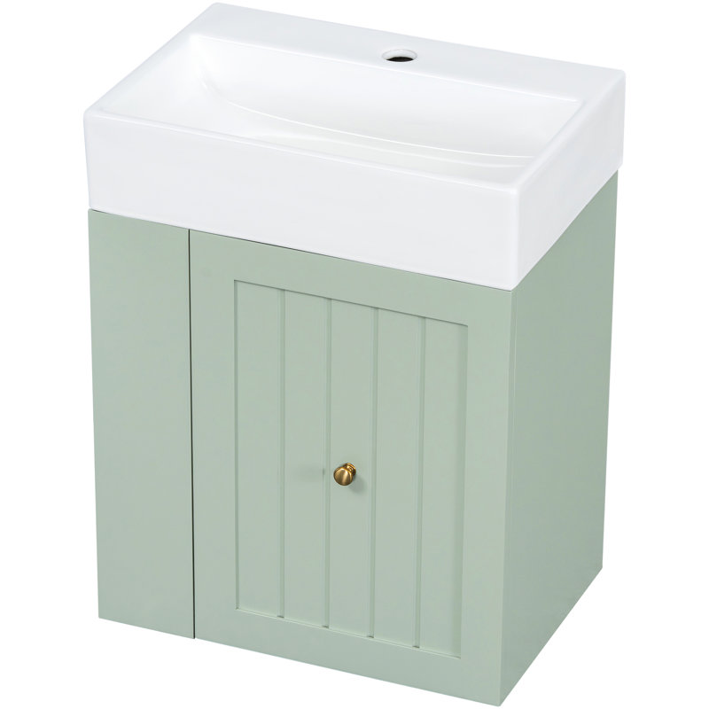 Meuble-lavabo de 20 pouces avec tiroir et tablette latérale ouverte pour les petits espaces
