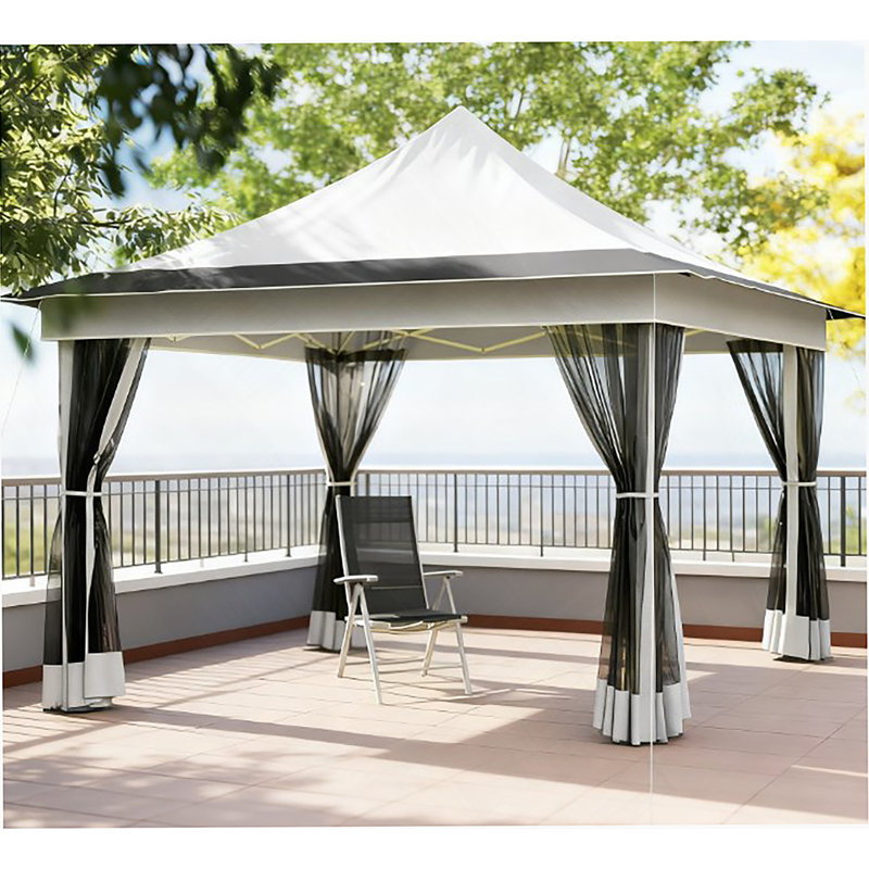Adjustable Height Pop Up Tent,Canopy Tent With Mesh Netting,With Carry Bag,For Garden,Patio, Beige