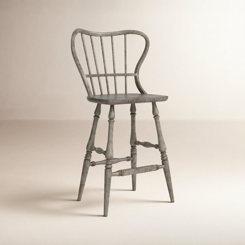 CiaoBella Chamberlain Spindle Back Stool, Speckled Gray, Counter Stool (29.75" Seat Height)