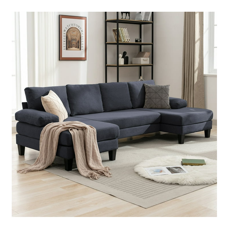 Canapé modulaire 2 pièces Rachual, Lin gris foncé