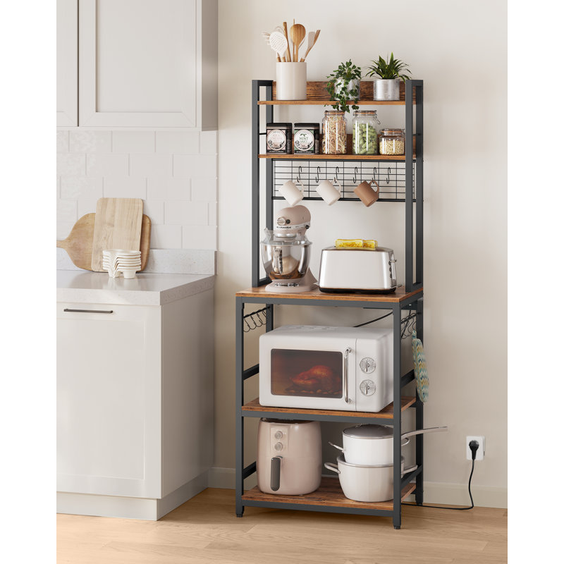Akeelah 24" Metal Baker's Rack, Rustic Brown/Ink Black