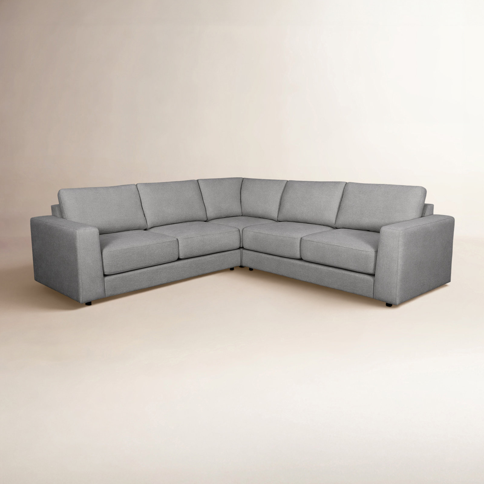 Upholstered L-Sectional, Gray 100% Polyester