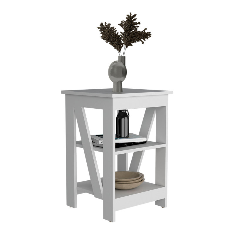 Table de chevet de style contemporain, Blanc