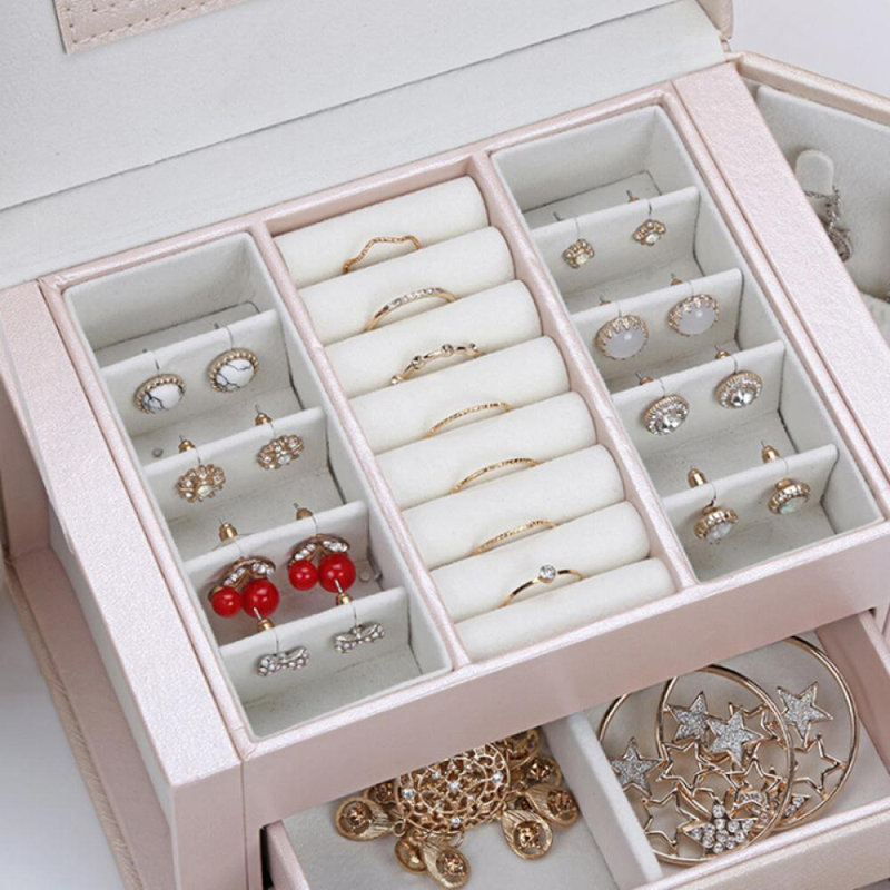 Boîte à bijoux avec tiroir, Rose