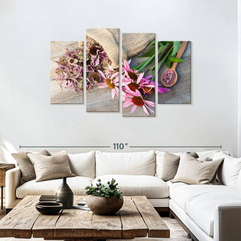 Harnek coneflowers et échinacée séchée, H 48 po x l 75 po