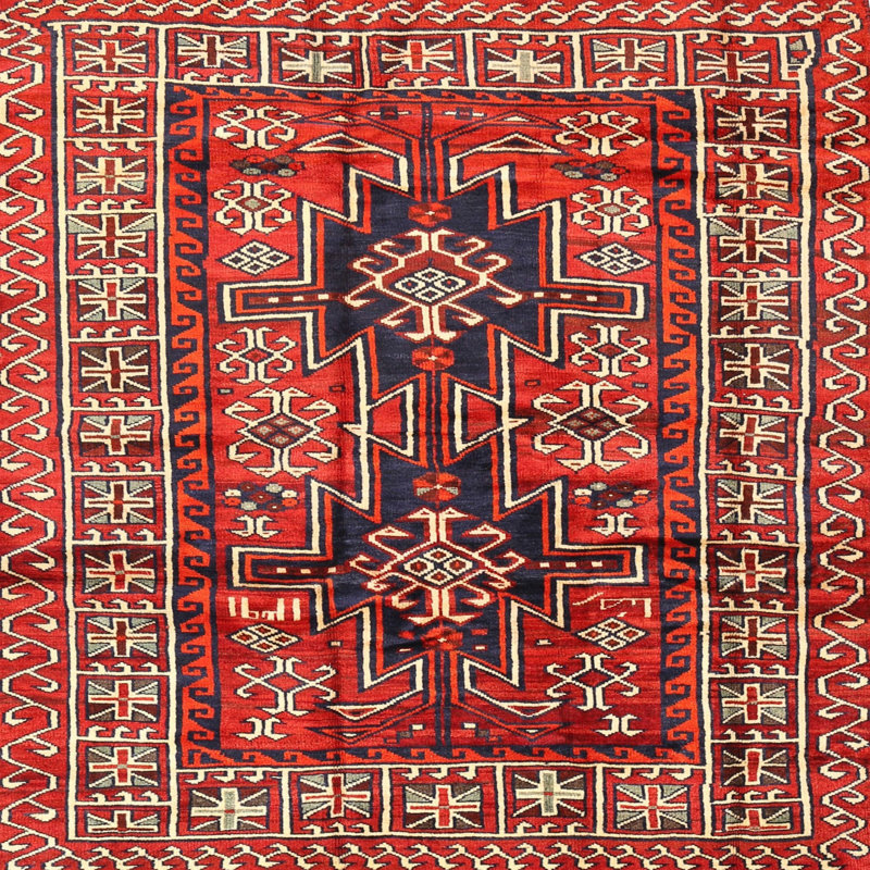 Tapis rouge à motif sud-ouest, Carré 8 pi