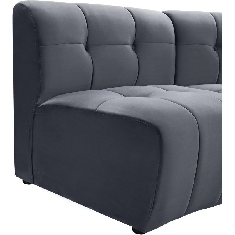 Jedson Velvet Sectional Symmetrical, Grey Velvet