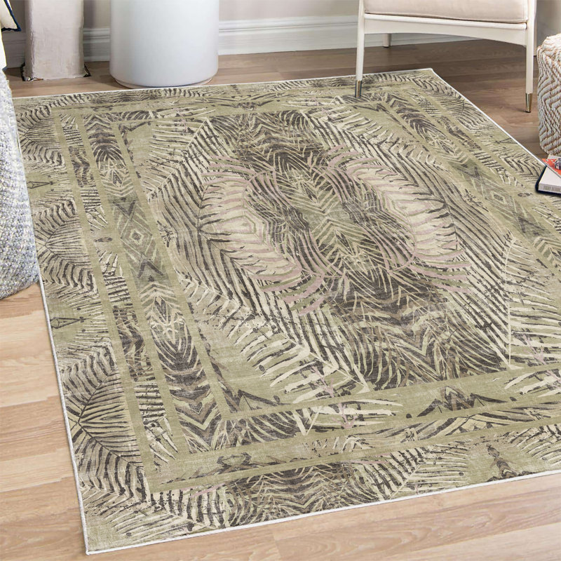 Tapis décoratif à longues fibres Jodotte, Rectangle 4 pi x 5 pi 7 po