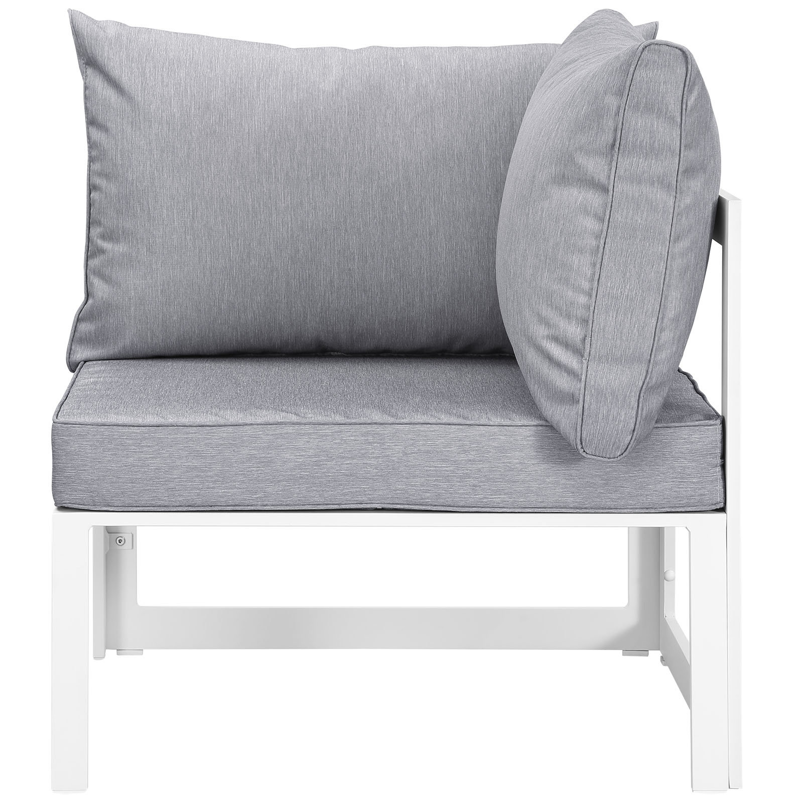 Ryong 8 Piece Sectional Seating Group with Cushions, White, Gray