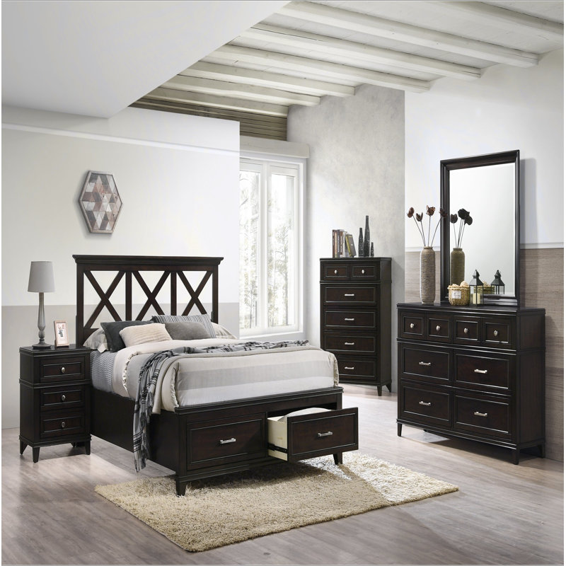 Commode 6 tiroirs Merlot, Acajou