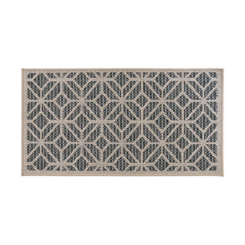 Pissouri Geometric Blue/Gray/Ivory Indoor & Outdoor Area Rug, Rectangle 2'7" x 4'