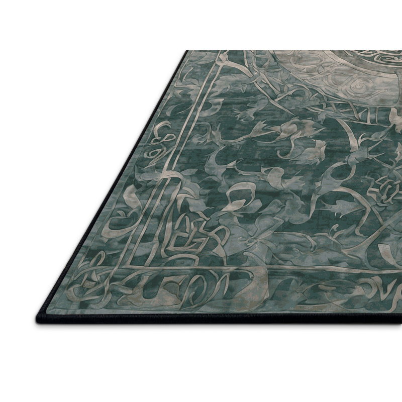 Tapis gris soyeux et moelleux, Rectangle 7 pi x 9 pi