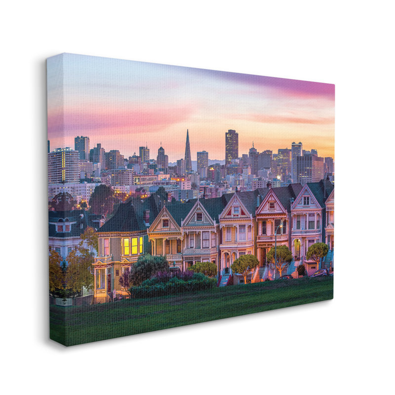 San Francisco, Californie, coucher de soleil, architecture de paysage urbain, Toile tendue, H 30 po x l 40 po