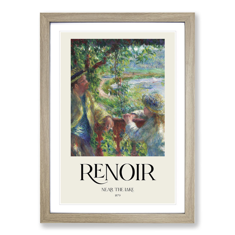 Near the Lake by Pierre-Auguste Renoir - Picture Frame Painting, 48cm H x 36cm W x 2cm D, Oak
