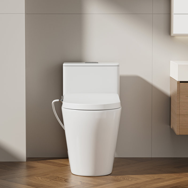 Non-electric Bidet Toilet Combo, Powerful Dual Flush and MAP 1000g, Comfortable Chair Height Toilet,  Quiet Close Bidet Seat
