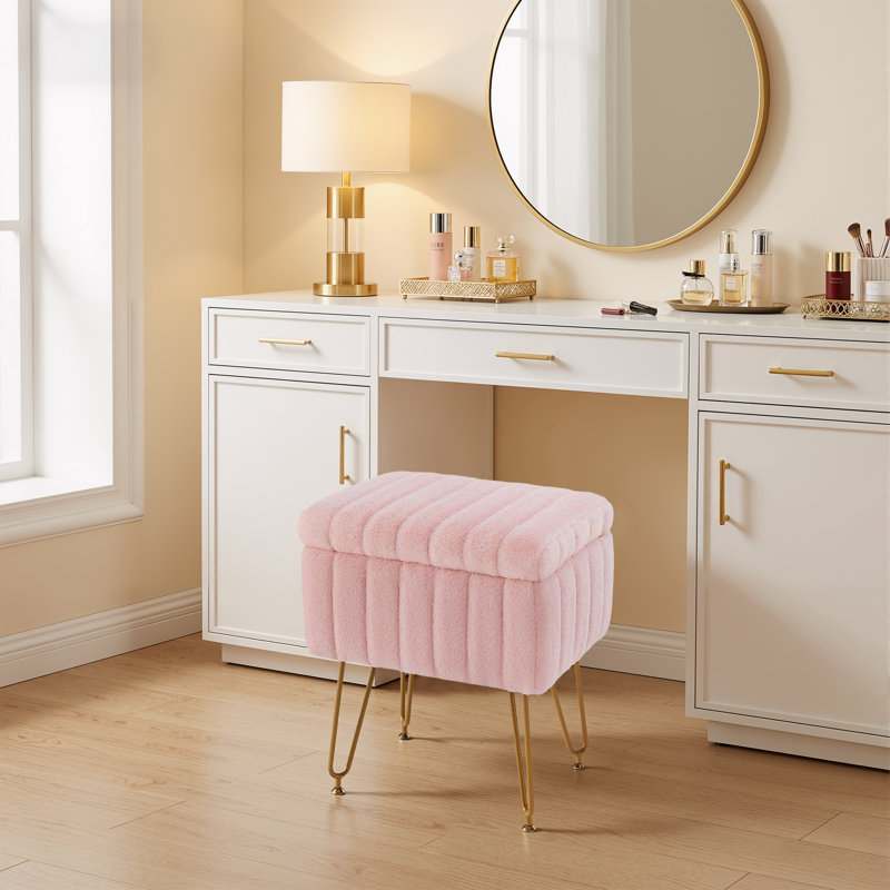 Tabouret de coiffeuse moderne en velours, Rose