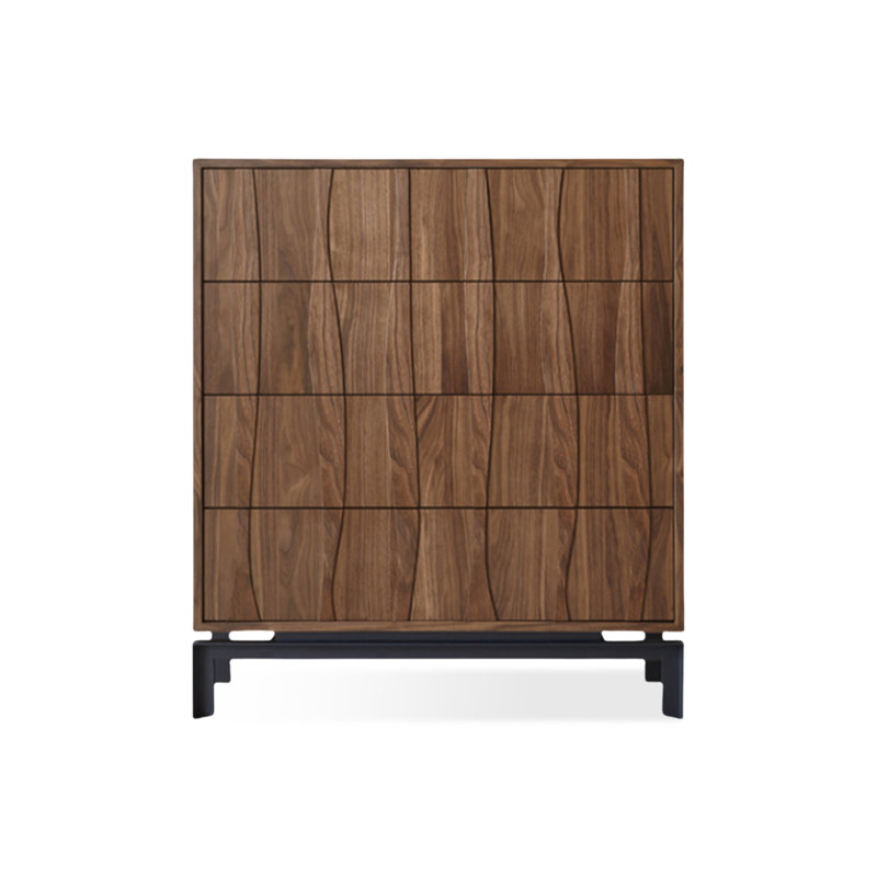 Armoire d'appoint moderne en bois manufacturé de couleur noyer noir, H 39,37 po x l 35,43 po x P 15,75 po