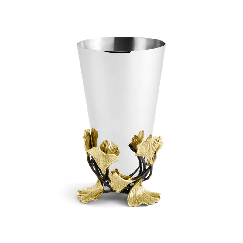 Golden Ginkgo Vase, 8" H x 4.5" W x 4.5" D