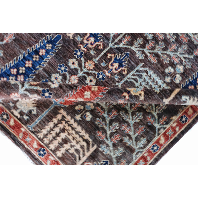High-Quality Hand-Knotted Brown And Rust Area Rug