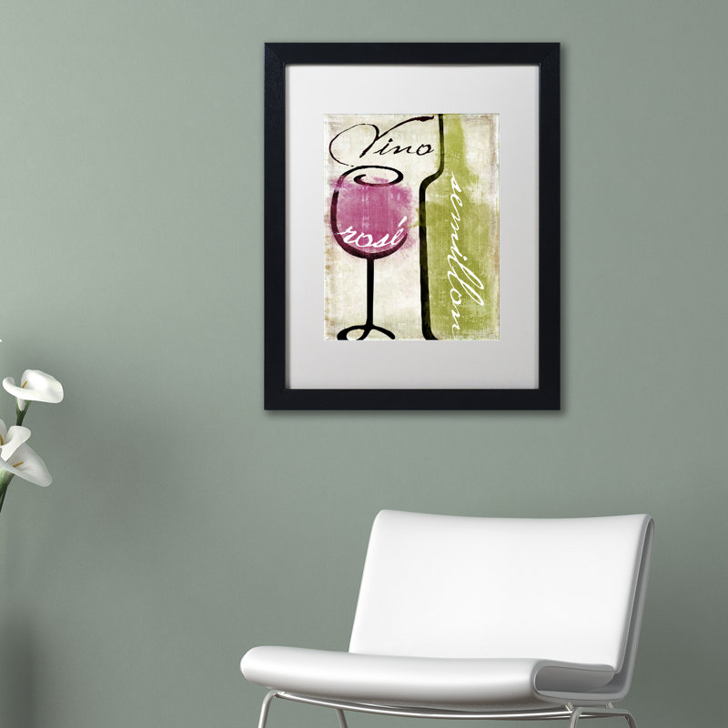 Vertical Framed Canvas Art with Wine Glass and Bottle