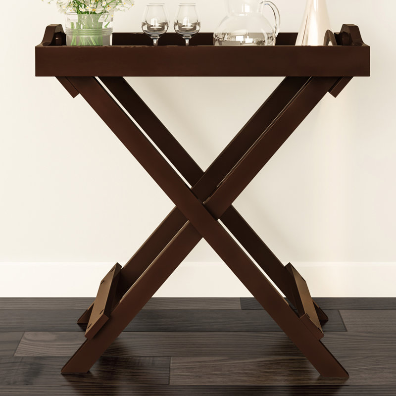 2 Piece End Tables – Modern Folding Tray Table with Removable Top – Use as Bar Cart, Serving Tray or Living Room Tables