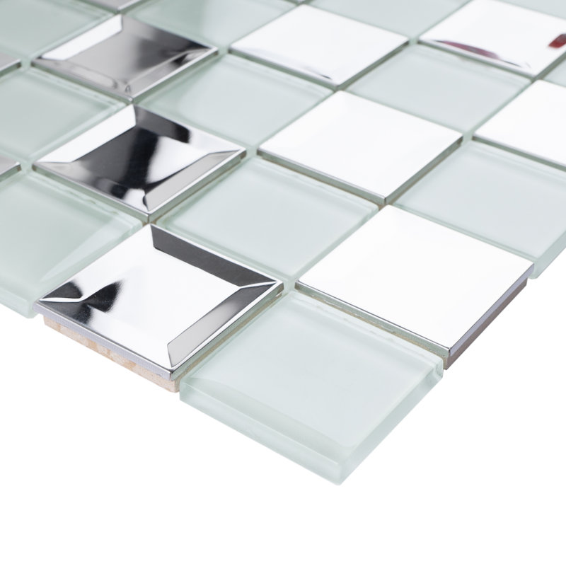 Square Metal 11.75''  X 11.75''  Grid Metal Look Mosaic Wall Tile