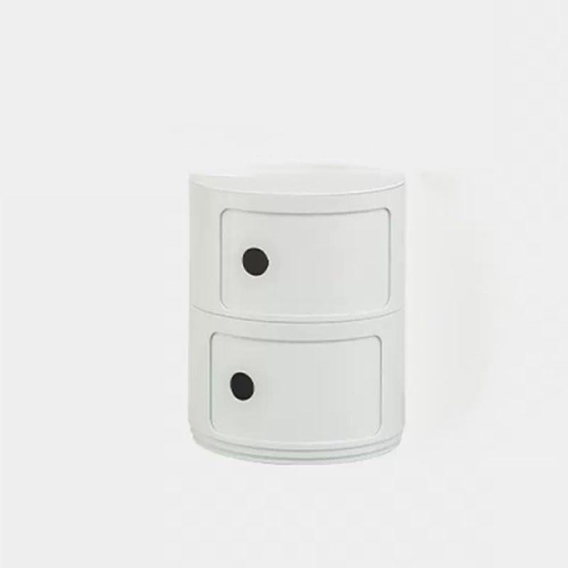 Ensemble de 2 tiroirs de rangement en ABS empilables - Armoire modulaire ronde pour chambre à coucher et salon, Blanc