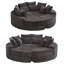 Fauteuil inclinable rond en velours côtelé de 78,5 pouces, convertible en deux fauteuils inclinables séparés ou un canapé-lit, comprend un coussin pour le cou et cinq coussins décoratifs, aucune méridienne à assembler requise-121081784
