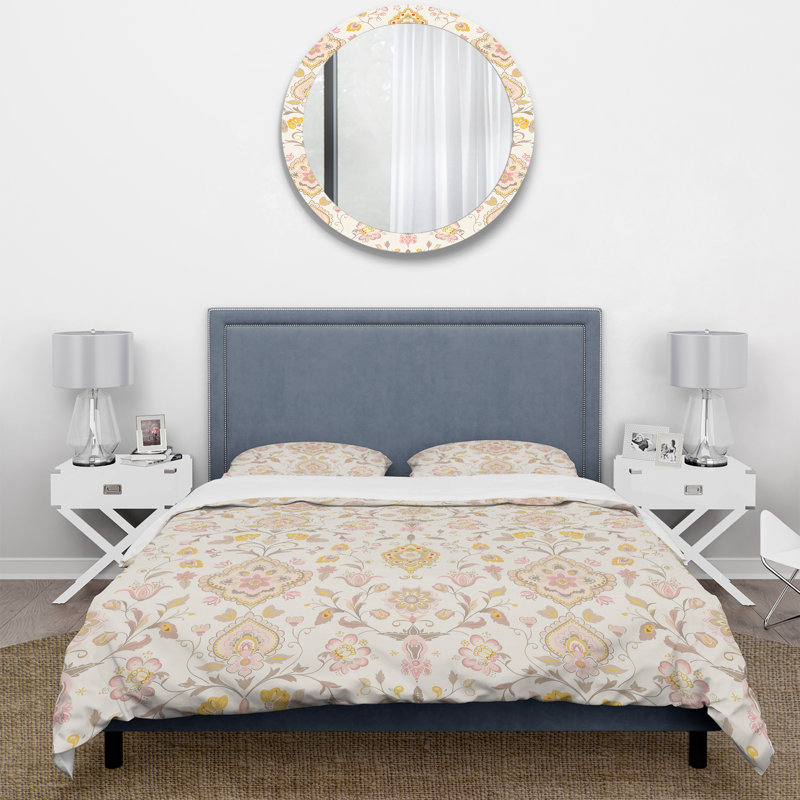 Ensemble de housse de couette jaune et orange Boho Pastel Paradise Flowers II - Boho