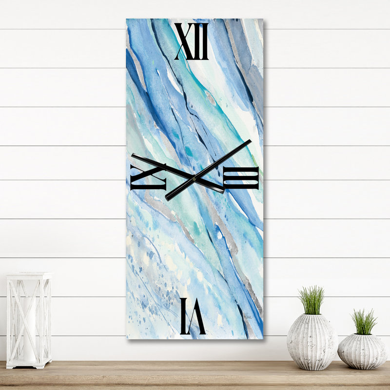 Horloge murale moderne Blue Silver Spring I, Petit