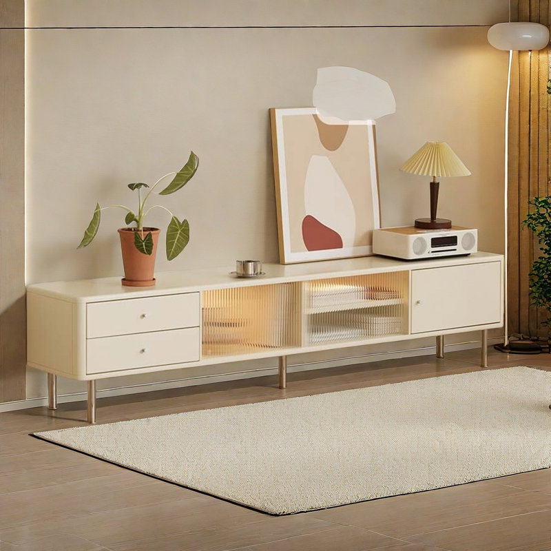 Cream style TV cabinet, 17.7”H x 70.9”L x 13.8”W