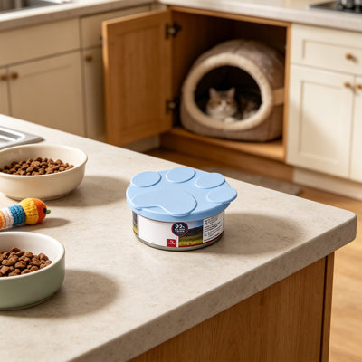 Reusable Silicone Pet Food Can Lid, Blue