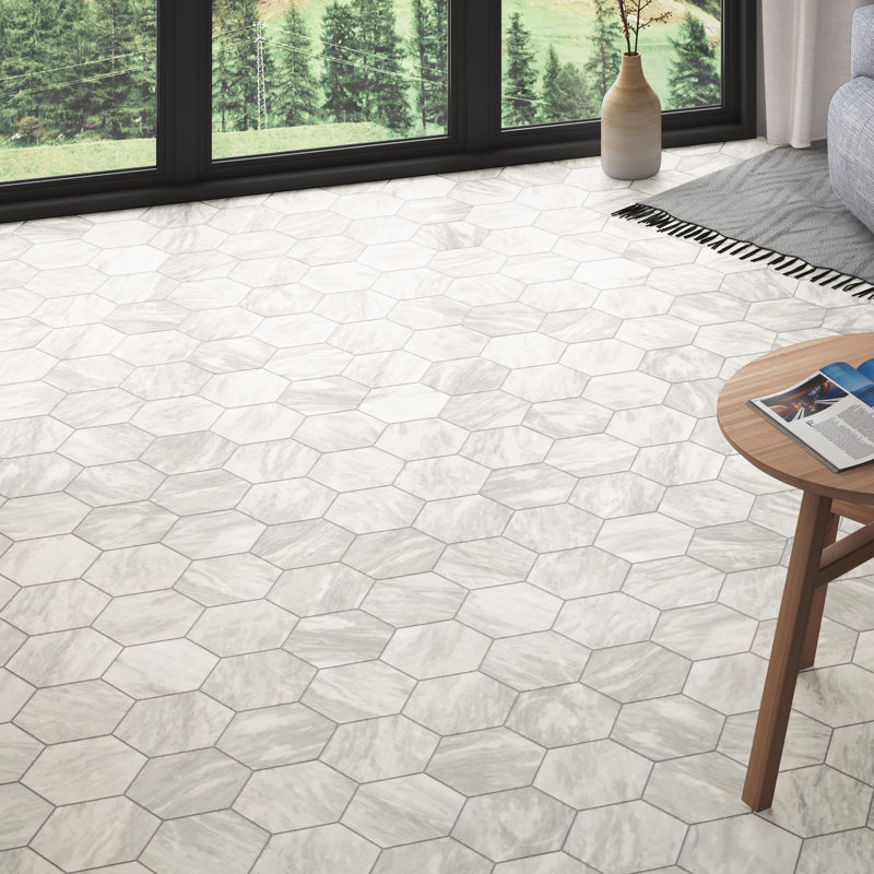 Classico Bardiglio Hex 7" x 8" Porcelain Stone Look Wall & Floor Tile