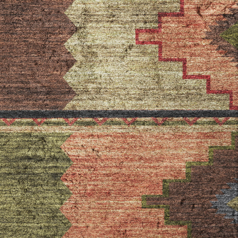 Tapis aztèque ADS176 de qualité supérieure lavable à la machine Dream Shag, 3 pi x 5 pi, Paprika