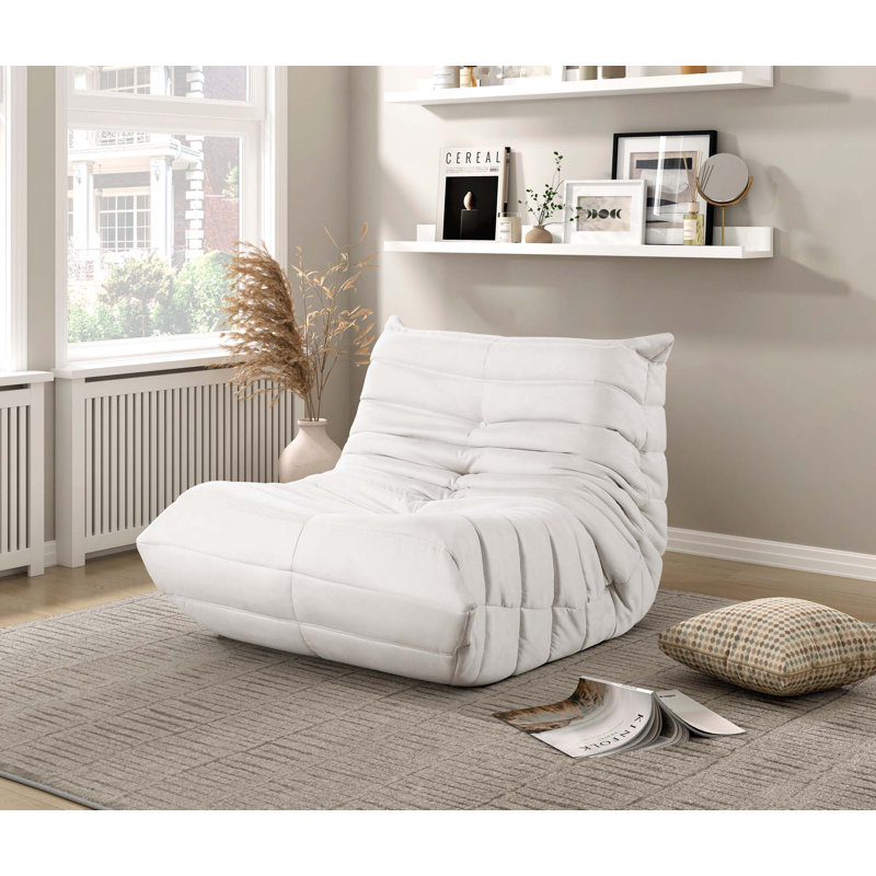 Chaise d'appoint de luxe en microfibre touffetée et confortable, Beige
