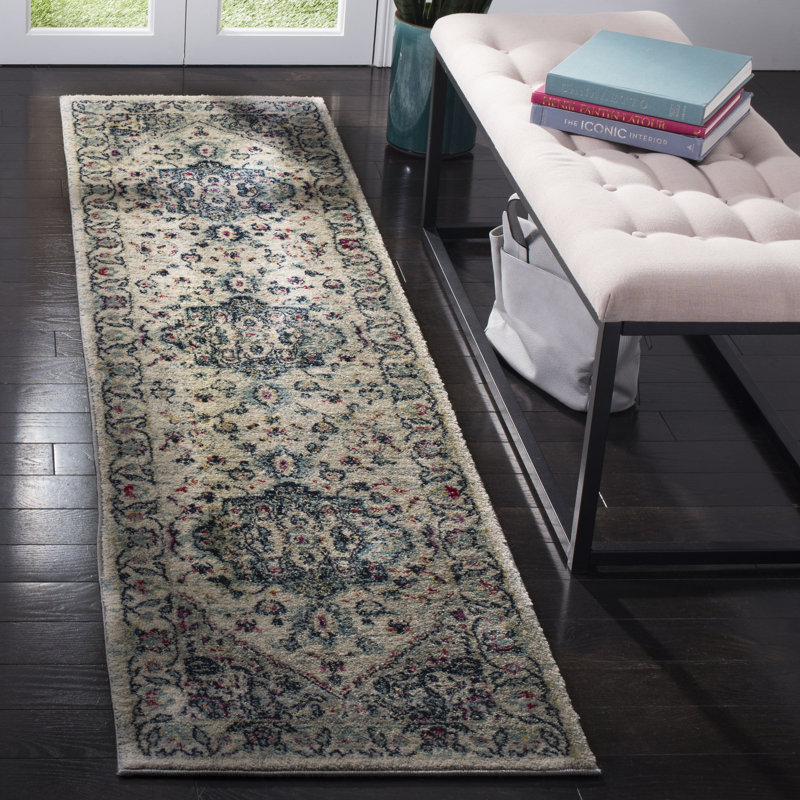 Christa Oriental Navy/Fuchsia/Ivory Area Rug, Runner 2' x 8'
