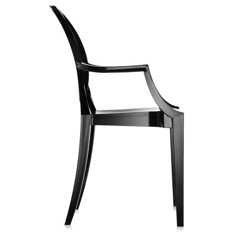 Louis Ghost Outdoor Dining Armchair, Glossy Black