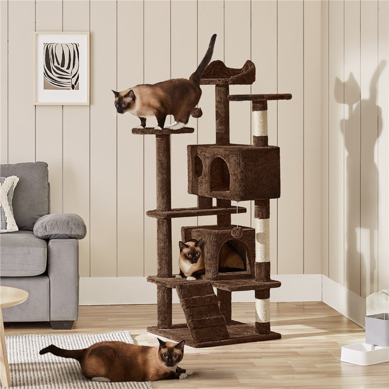 Multilevel Cat Tree Condo with Scratching Posts, Brown