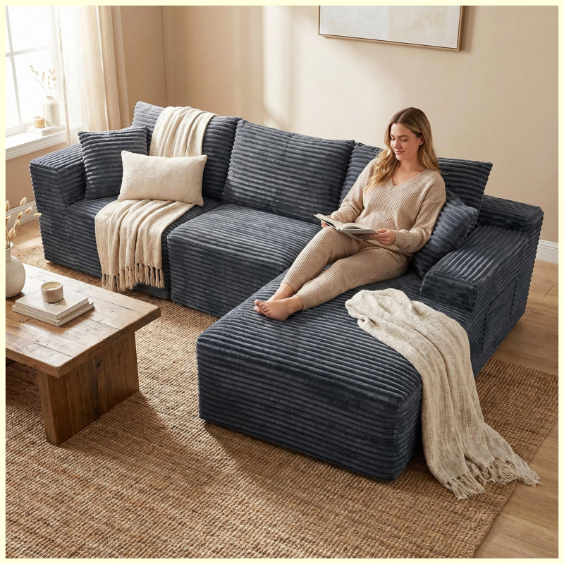 Modern Modular Sectional Sofa Red, Gray