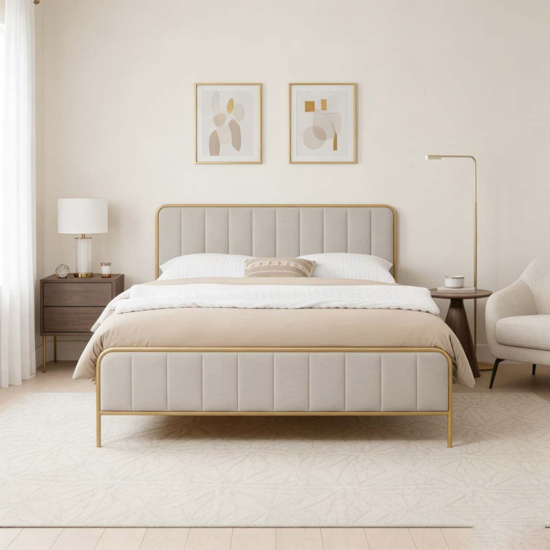Structure de lit tapissier pour grand lit, Kaki