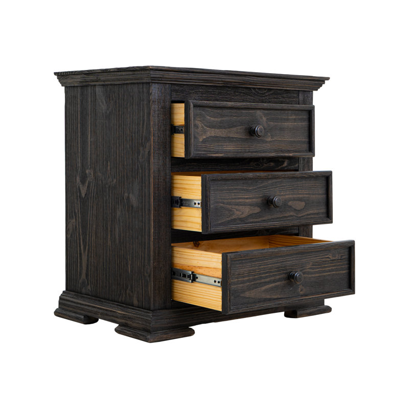 Table de chevet 3 tiroirs Terra Dark