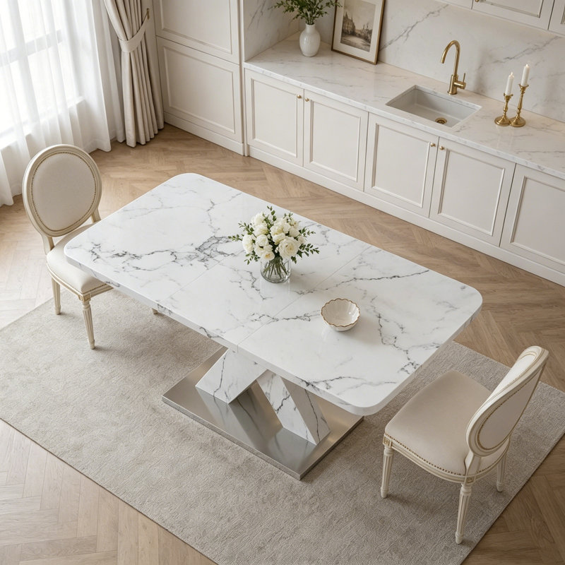 Table de salle à manger extensible Modern, White