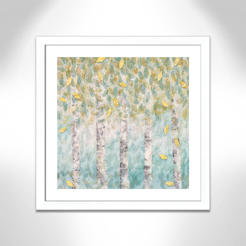 Bouleau aqua doux - peinture encadrée, Blanc mat, H 29 po x l 29 po x P 1,25 po